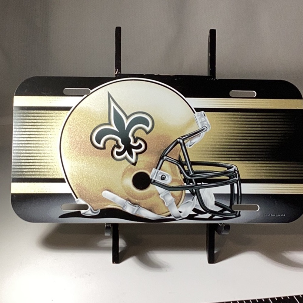 New Orleans Saints front license plate gold and black USED